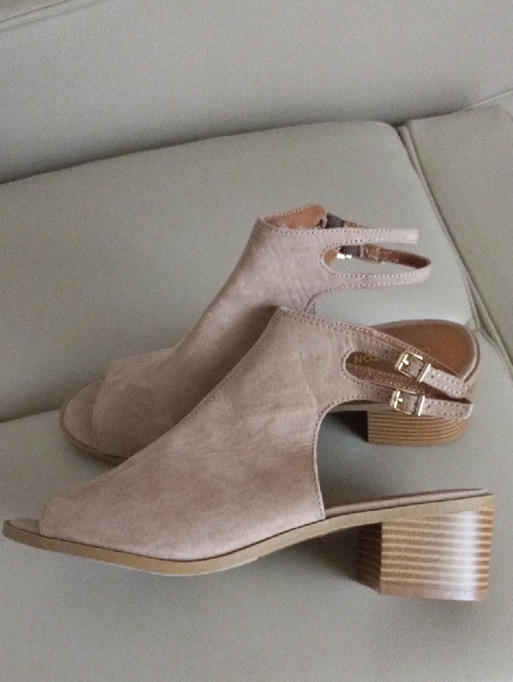 Covington Blush Suede Peep-Toe Slingback Block Heel Mules Size 8M